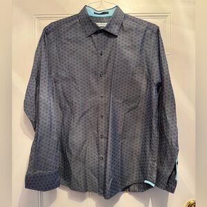 Tommy Bahama Blue Grey Geometric Print Button-up Shirt Men's Medium